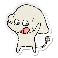 distressed sticker of a cute cartoon elephant