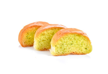 Garlic bread on white background