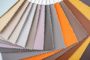 Leather material artificial leather color card sample - obrazy, fototapety, plakaty