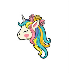Vector illustration of cute unicorn face