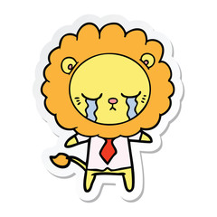 sticker of a crying cartoon lion