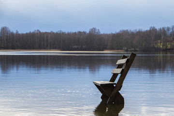 bench in lake