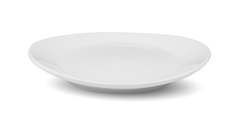 White plate on white background