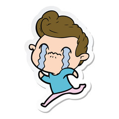 Obraz premium sticker of a cartoon man crying