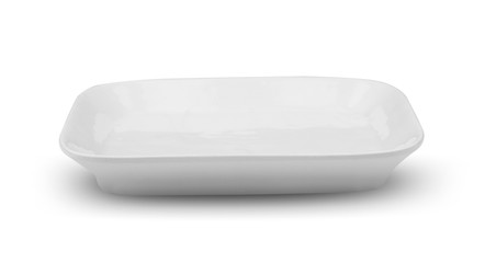 White plate square  on white background