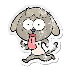 distressed sticker of a cute cartoon dog