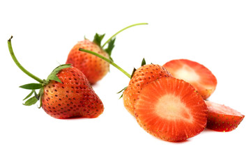 Half strawberry fruit isolate on White background