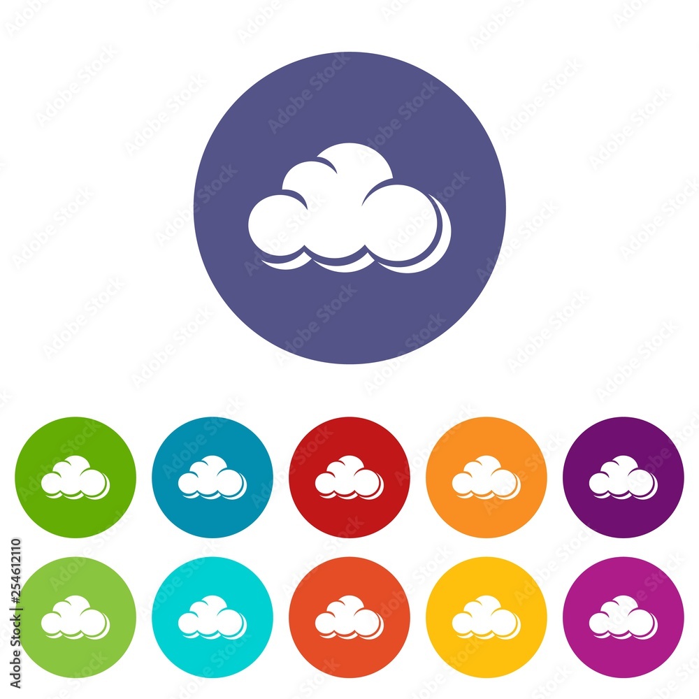 Poster web cloud icons color set vector for any web design on white background