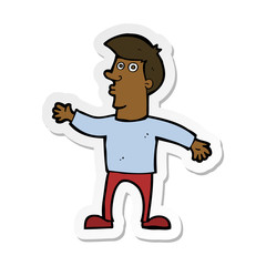 sticker of a cartoon worried man
