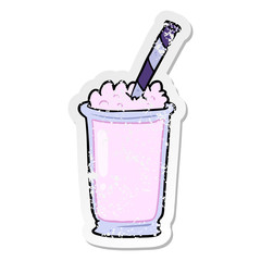 distressed sticker of a cartoon milkshake