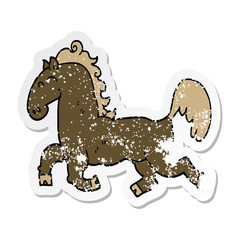 distressed sticker of a cartoon stallion