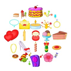 Venue icons set. Cartoon set of 25 venue vector icons for web isolated on white background