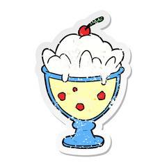 distressed sticker of a cartoon dessert