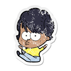 distressed sticker of a cartoon woman