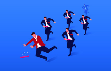 Businessman falls before the finish line
