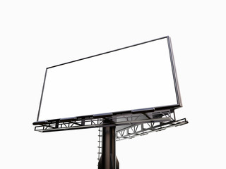 Obraz premium 3D rendering of blank billboard (empty advertisement) isolated on white background - mock up template