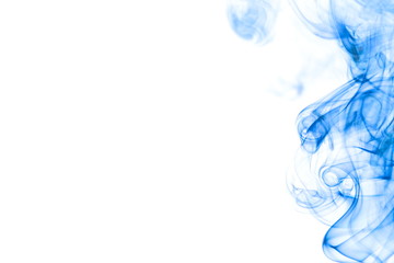 Blue smoke on white background
