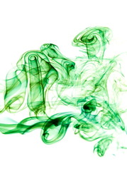 Green smoke on white background