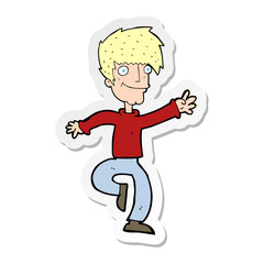 Fototapeta premium sticker of a cartoon happy man dancing