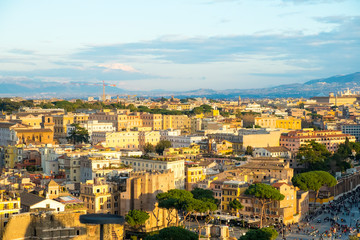 Fototapeta na wymiar Rome Cityscape High Angle View Altar Fatherland