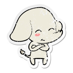 distressed sticker of a cute cartoon elephant