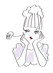 ため息をつく女性