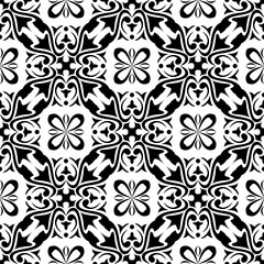 Floral black and white seamless pattern