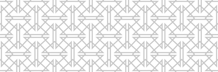 Geometric print. Gray pattern on long white seamless background