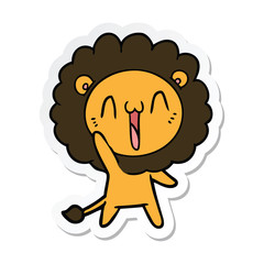 sticker of a happy cartoon lion