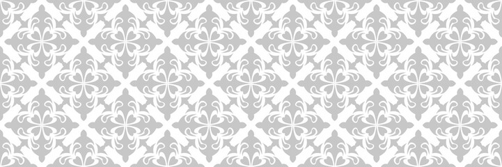 Obraz premium Floral seamless pattern. Gray flower design on white background