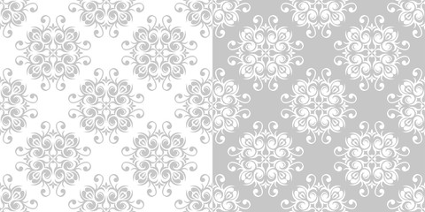 Floral gray seamless backdrops. Monochrome backgrounds compilation