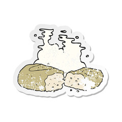 retro distressed sticker of a cartoon bread