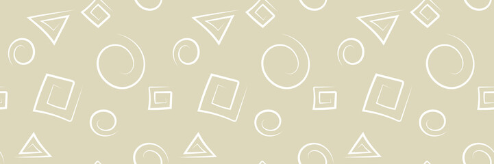 Geometric seamless pattern. White design on long olive green background