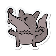 sticker of a cartoon werewolf howling