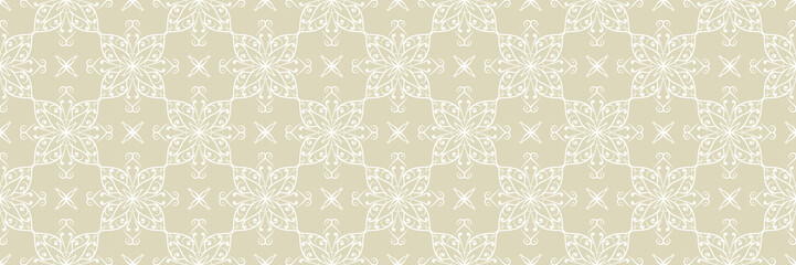 Fototapeta premium White arabic seamless pattern on olive green background