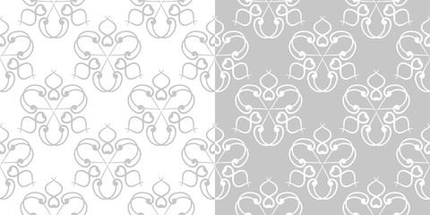 Abstract seamless backgrounds compilation. Gray and white monochrome patterns