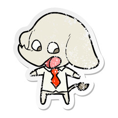 distressed sticker of a cute cartoon elephant