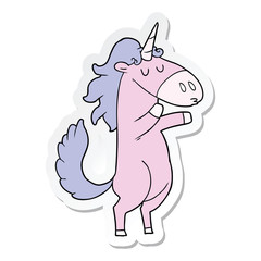 sticker of a cartoon unicorn