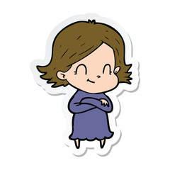 Obraz premium sticker of a cartoon friendly girl