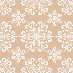 Floral seamless pattern. White design on brown background