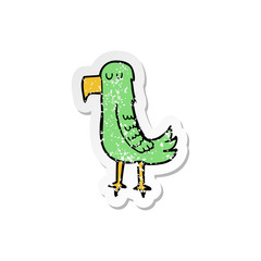 retro distressed sticker of a cartoon parrot