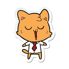 Fototapeta na wymiar sticker of a cartoon cat in shirt and tie