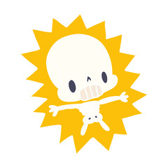 cartoon kawaii electrocuted skeleton