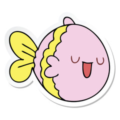 sticker of a quirky hand drawn cartoon fish