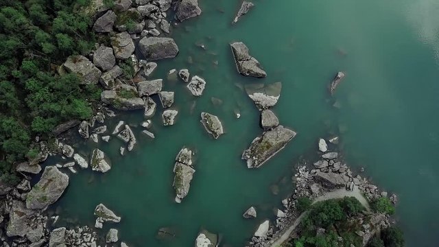 Aerial footage. Bondhus lake. Norway
