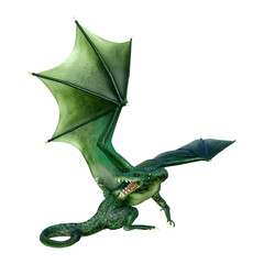 3D Rendering Fairy Tale Dragon on White