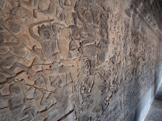 Angkor Wat Temple wall carvings, Cambodia