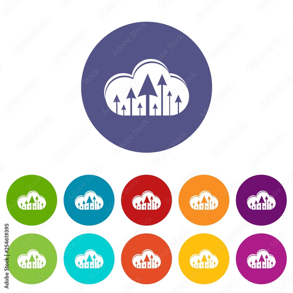 Poster hosting cloud icons color set vector for any web design on white background