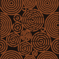 Seamless pattern with circular ornament. Imitation of animal skin. Dark background. Original design for your products. Vector.