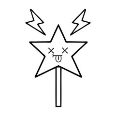line drawing cartoon magic wand